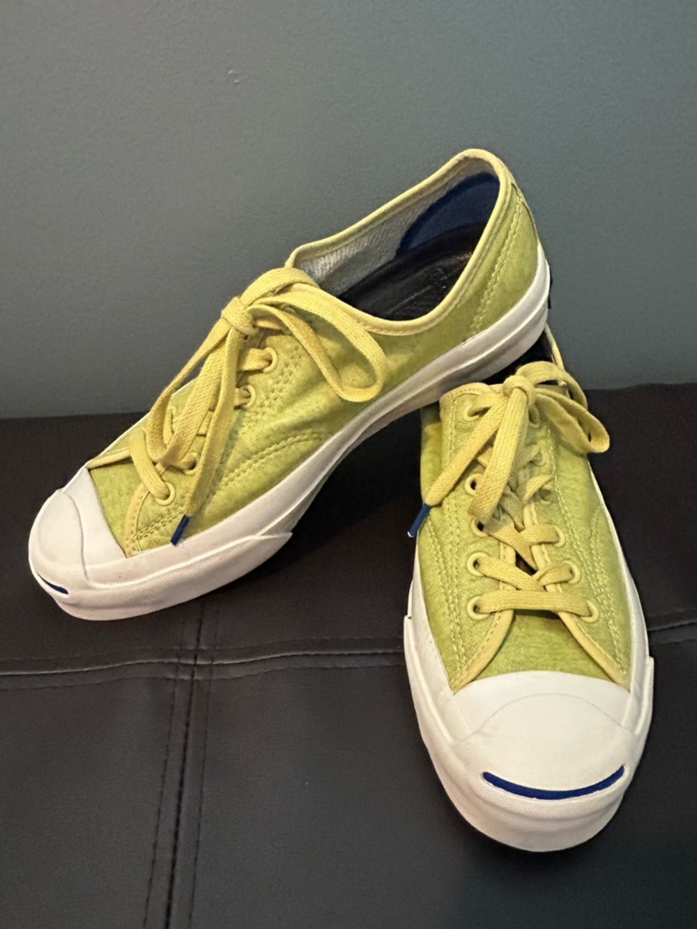 Converse Jack Purcell Low Top Sneakers Lime Green Lace-ups Unisex M- 6.5  W-8.